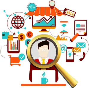 Digital Marketing Elements Focus PNG