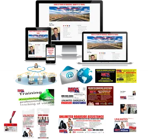 Digital Marketing Materials Collage PNG image