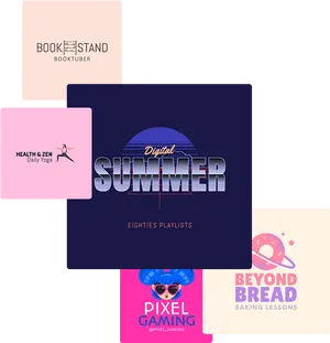 Digital Summer Playlist Branding Collage PNG image