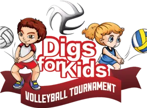 Digsfor Kids Volleyball Tournament Logo PNG image