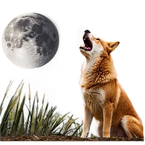 Dingo Howling At Moon PNG Plm