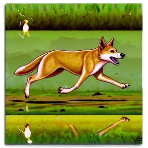 Dingo Running Illustration PNG 06202024