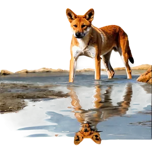 Dingo Waterhole Scene PNG Jbk