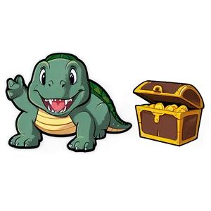 Dino And Pirate Treasure PNG 06122024