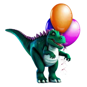 Dino With Balloons PNG 24
