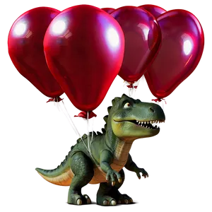 Dino With Balloons PNG 57