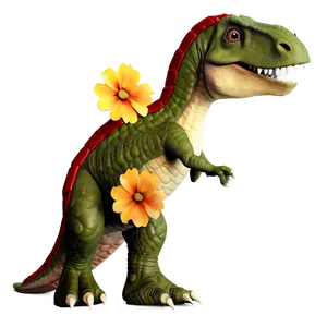 Dino With Flowers PNG 06122024