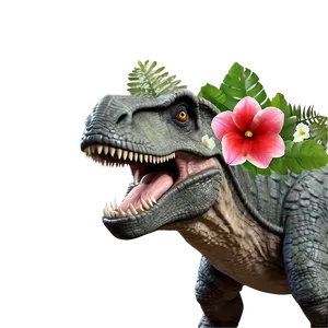 Dino With Flowers PNG 75