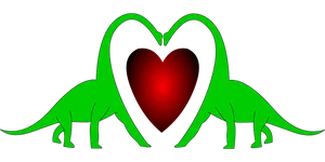Dinosaur Silhouettes Heart Shape