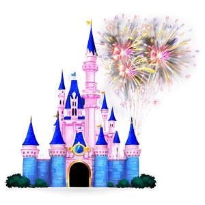 Disney Castle With Fireworks PNG 49