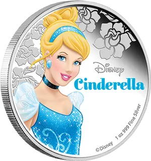 Disney Cinderella Silver Coin PNG image