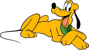 Disney Pluto Happy Lying Down PNG image