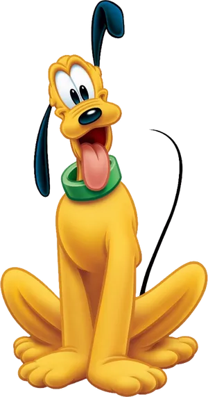 Disney Pluto Sitting Happily PNG image