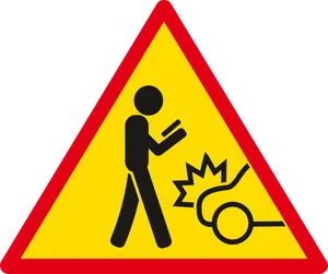 Distracted Walking Warning Sign PNG image