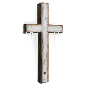 Distressed Wooden Cross PNG 05252024