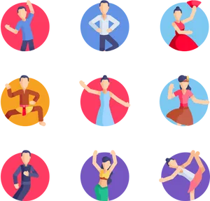 Diverse Animated Dance Icons PNG image