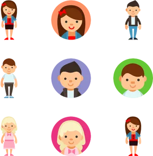 Diverse Cartoon Avatars Collection PNG image