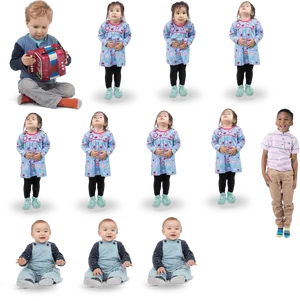 Diverse Children Expressions Poses PNG image