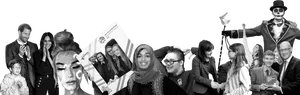 Diverse Group Collage Blackand White