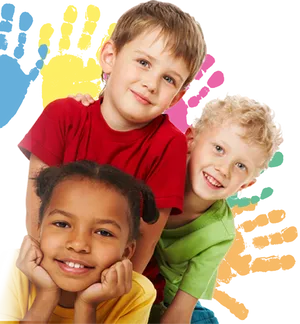 Diverse Groupof Happy Children PNG image
