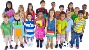 Diverse Groupof Smiling Children PNG image