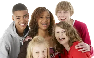 Diverse Groupof Teen Friends Laughing PNG image