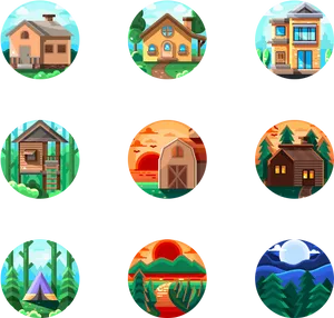 Diverse Landscape Icons Set PNG image