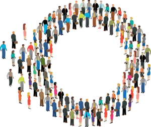 Diverse People Forming Letter O