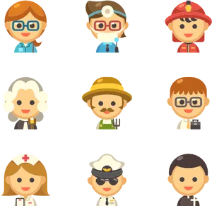 Diverse Professions Icons PNG image