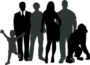 Diverse Silhouette Group People PNG image