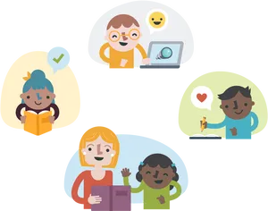 Diverse Students Learningand Enjoying Education