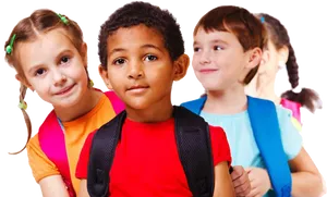 Diverse Students With Backpacks PNG image
