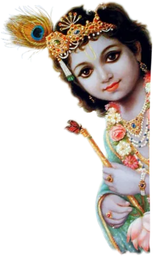 Divine Child Krishna Flute Adornment PNG image