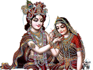 Divine Couple Krishna Radha Artwork PNG image