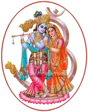 Divine Couple Radha Krishna Traditional Art PNG image