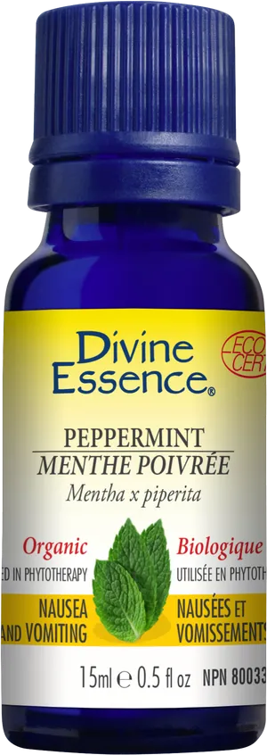 Divine Essence Peppermint Oil Bottle PNG image