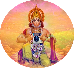 Divine_ Hanuman_ Holding_ Camera PNG image