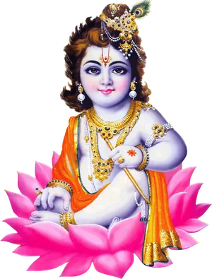Divine Infant Krishnaon Lotus PNG image