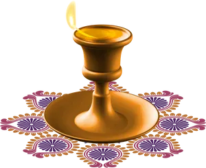 Diwali Festival Brass Diya Illustration PNG image