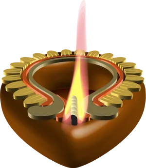 Diwali Festival Clay Lamp Illustration PNG image