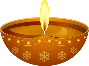 Diwali Festival Clay Lamp Illustration PNG image