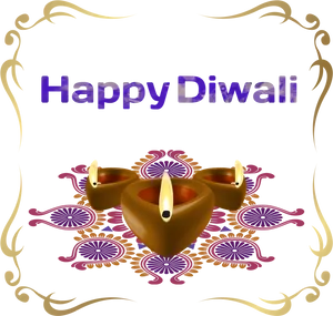 Diwali Greetingwith Traditional Earthen Lamps PNG image