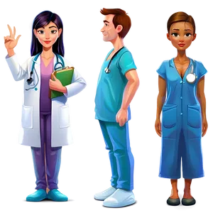 Doctor Cartoon Character Set Png 06212024 PNG image