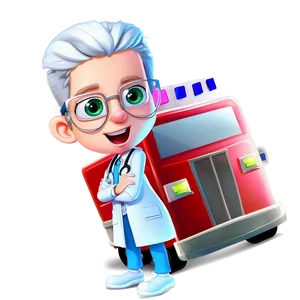Doctor Cartoon With Ambulance PNG 06212024