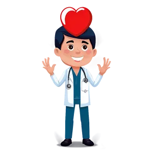 Doctor Cartoon With Heart Symbol PNG Hns2