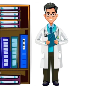 Doctor Cartoon With Medical Files PNG Fmu35 PNG