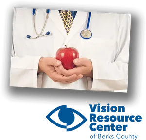 Doctor Holding Apple Vision Resource Center PNG