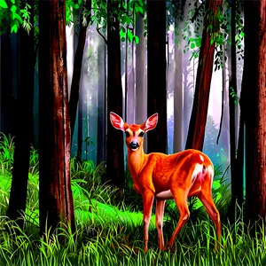 Doe In Dense Forest PNG 06292024