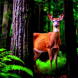 Doe In Dense Forest PNG Owq