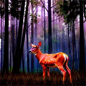 Doe In Misty Forest PNG 38